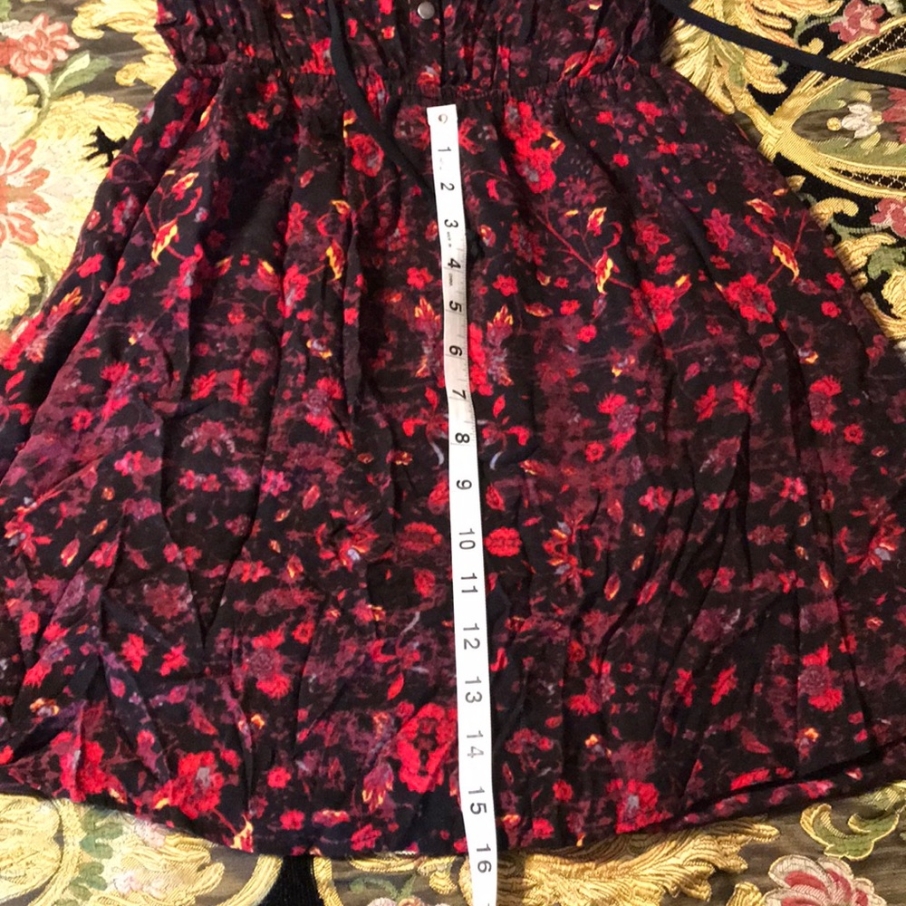 Ecote red and black floral mini halter back dress - Picture 2 of 4